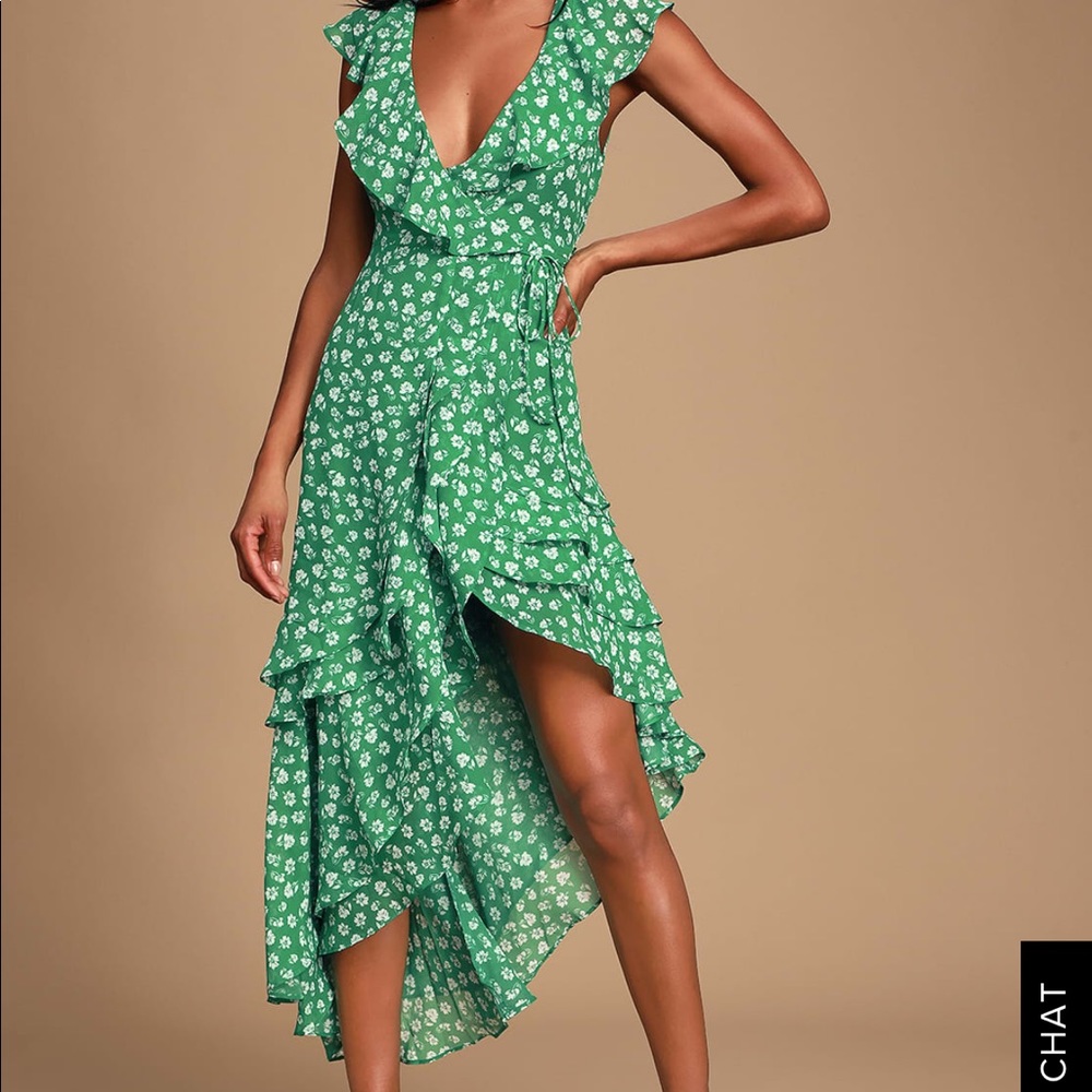 XS Lulus Cornelia Floral Print Ruffled Mini Dress - Picture 1 of 8